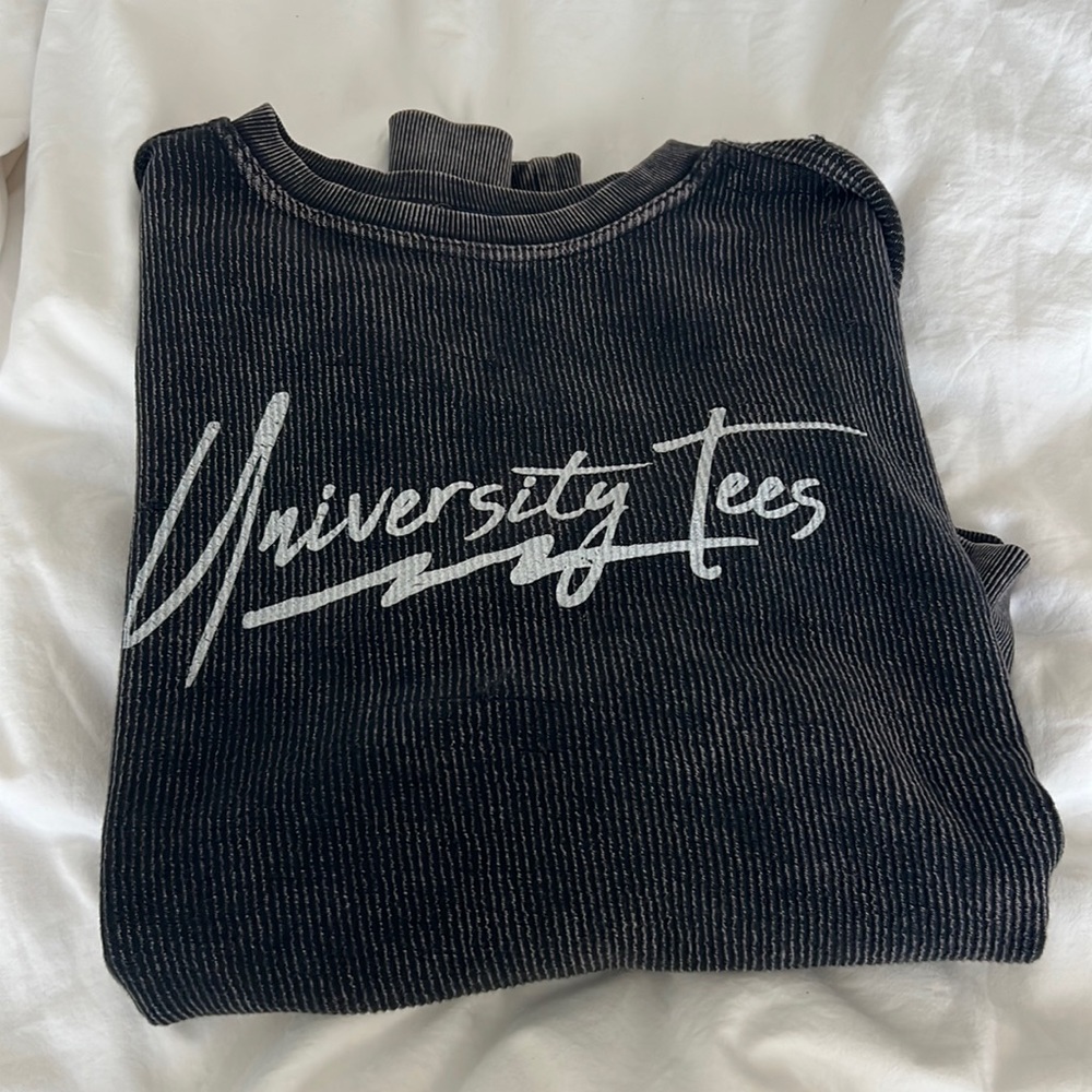 University Tees Acid Wash Crop Sweatshirt